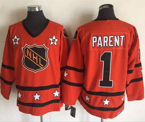 Flyers #1 Bernie Parent Orange All Star CCM Throwback Stitched NHL Jersey
